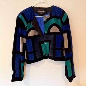 Vintage Art Deco Cropped Suede Jacket